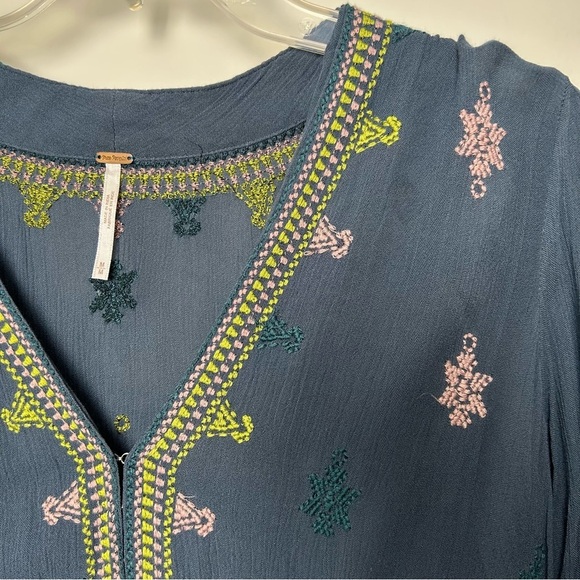 Free People Stargazer Blue Embroidered Sundresss - Picture 2 of 7